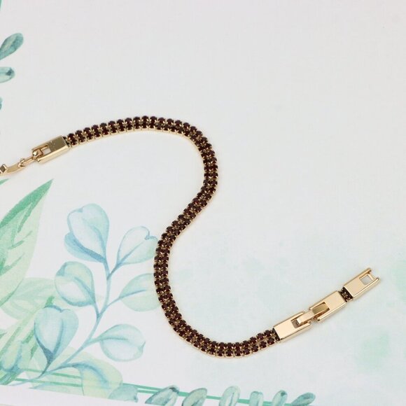 Rose Gold Bracelet with Red Stones, XPBL0683 - Picture 3 of 12